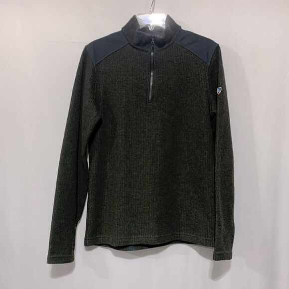 KUHL wool blend Chianti fleece shirt quarter zip mock neck knit men’s Small - Picture 10 of 10
